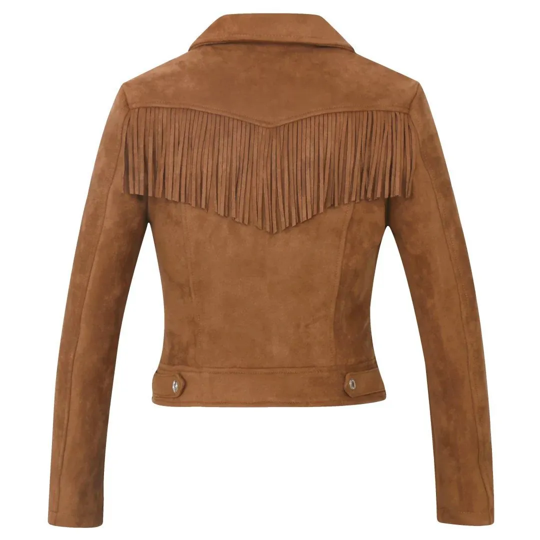 Women's Suede Leather Jacket Coat with Tassels