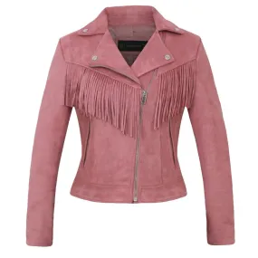 Women's Suede Leather Jacket Coat with Tassels