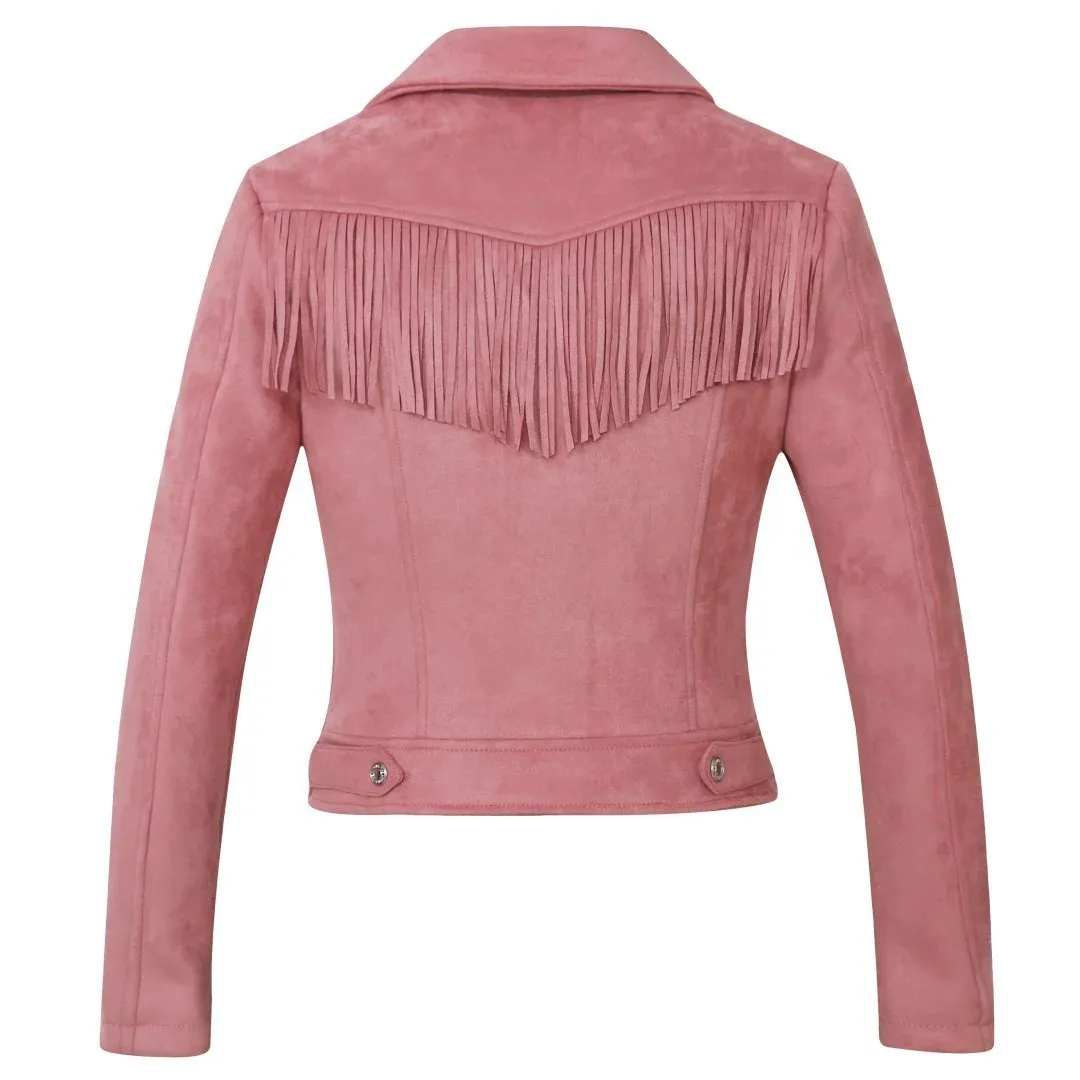 Women's Suede Leather Jacket Coat with Tassels