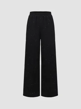 Women's Textured Sequined Wide-Leg Pants