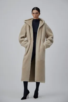 WRAP SHEARLING COAT IN MACCHIATO