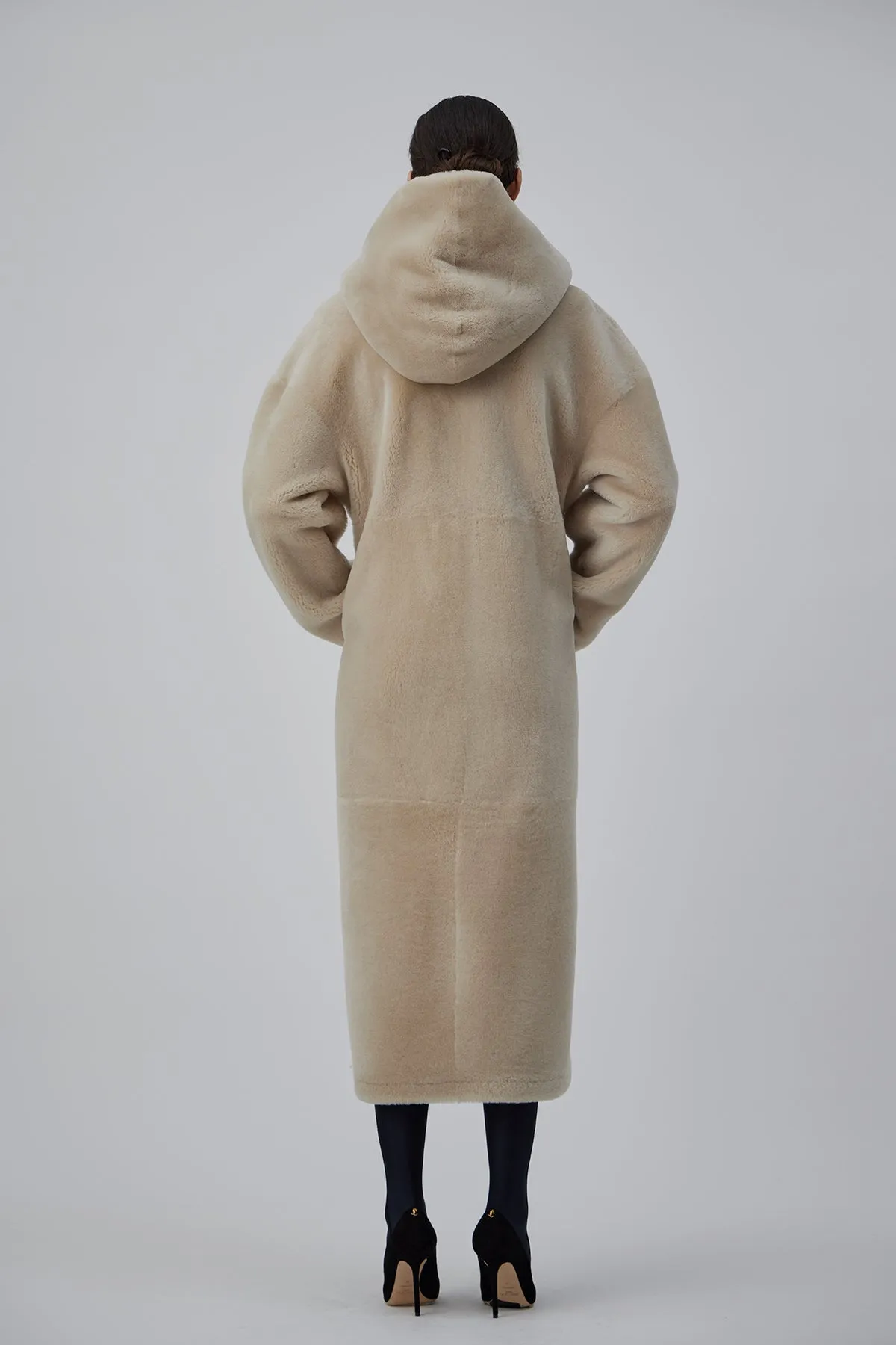 WRAP SHEARLING COAT IN MACCHIATO