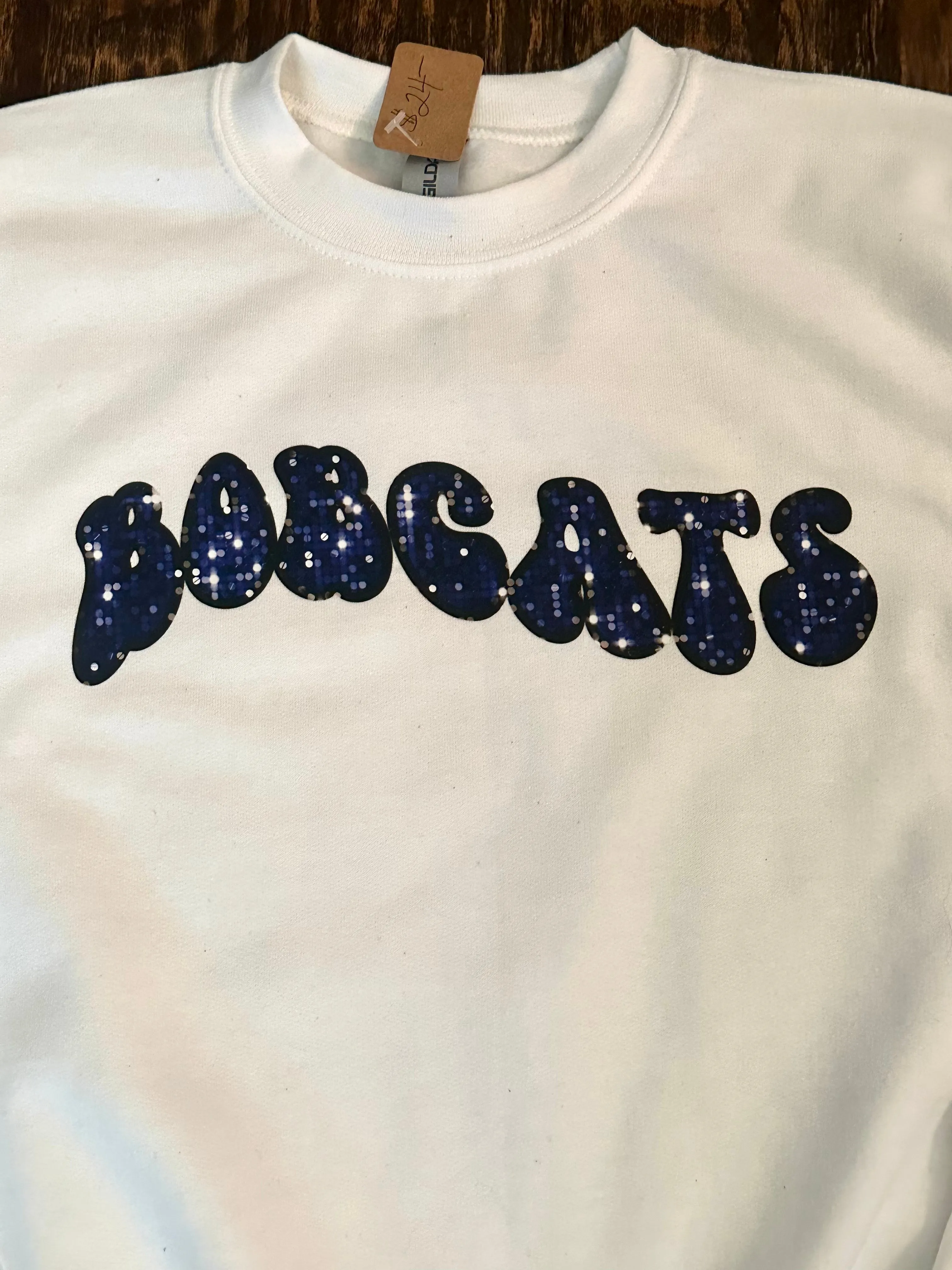 Youth Faux Glitter Bobcats Sweatshirt