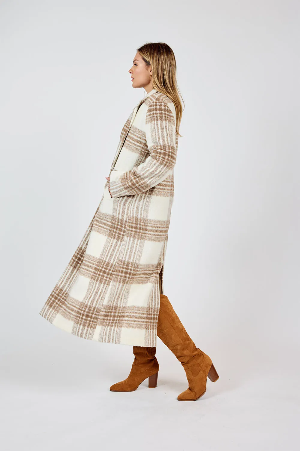 ZELLA PLAID LONG COAT