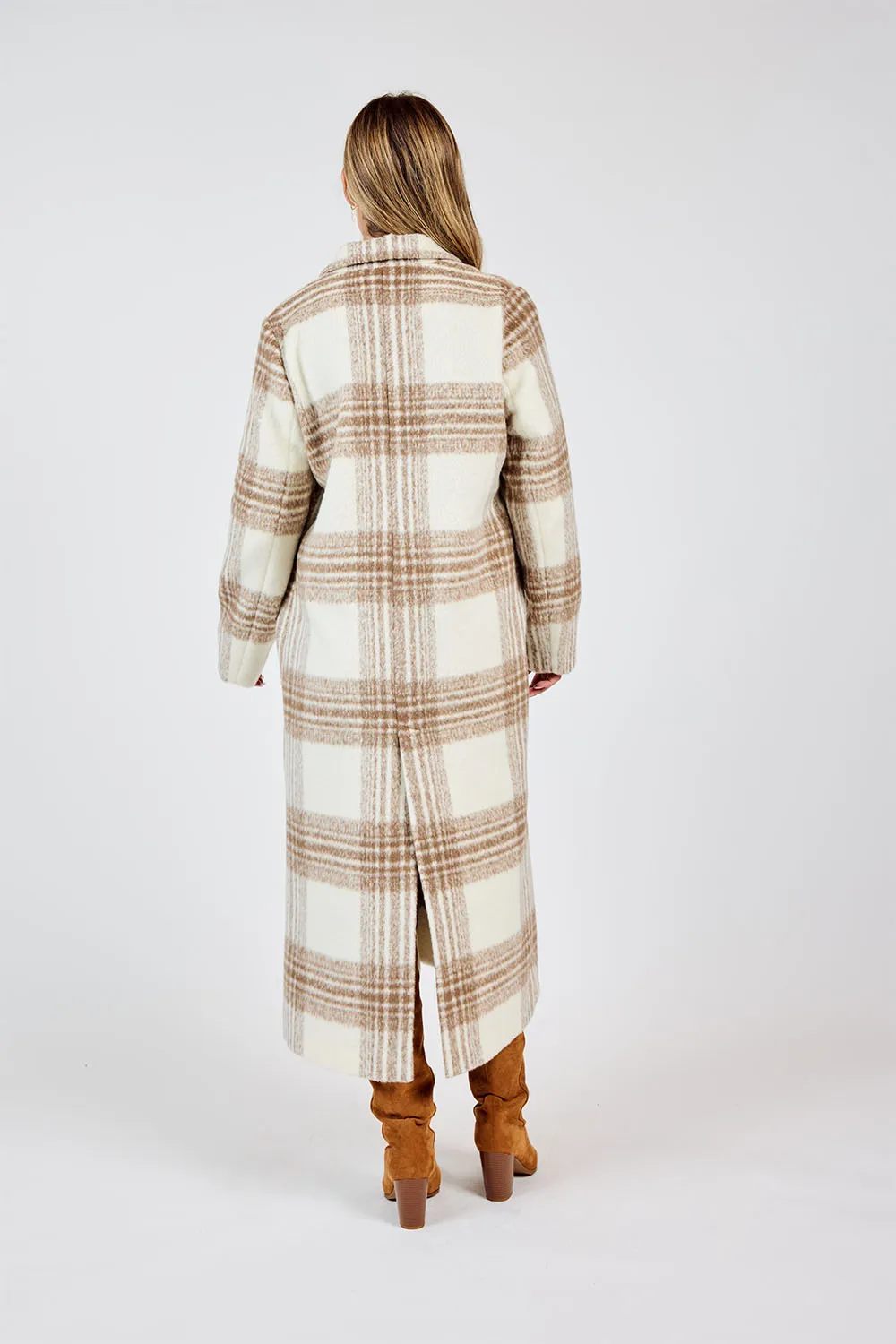 ZELLA PLAID LONG COAT