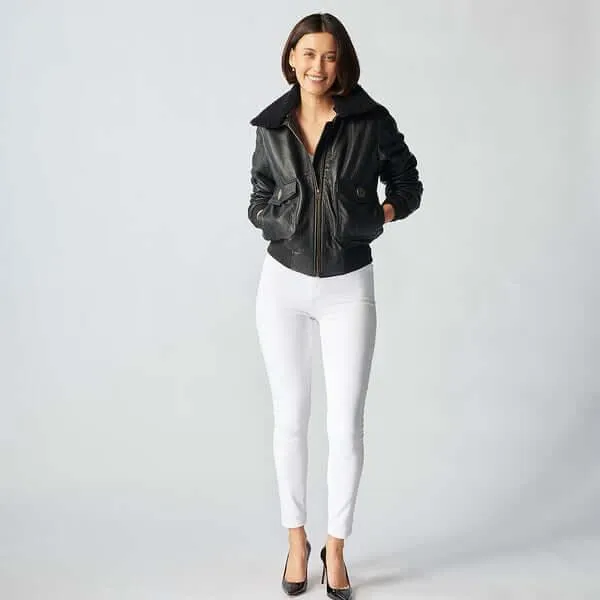 Zermatt Leather Bomber Jacket For Women